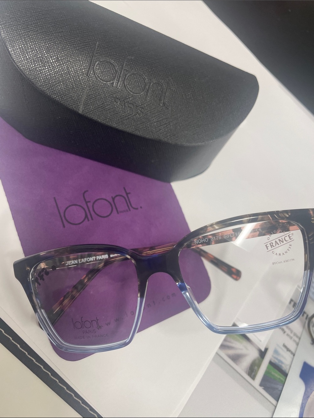 Lafont Paris Women's Ombre Blue Tortoiseshell Optical Glasses